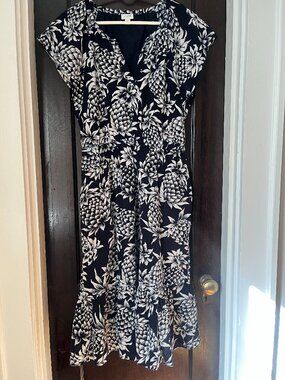 J.CREW Sleeveless Pineapple Print Cotton Midi-Dress Size 4